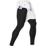 Noxwear - Men's Sport Pants 2 in1 Training Athletic Tracksuits Sportswear Workout Male Jogging Trousers Gym Fitness Running Pants Men