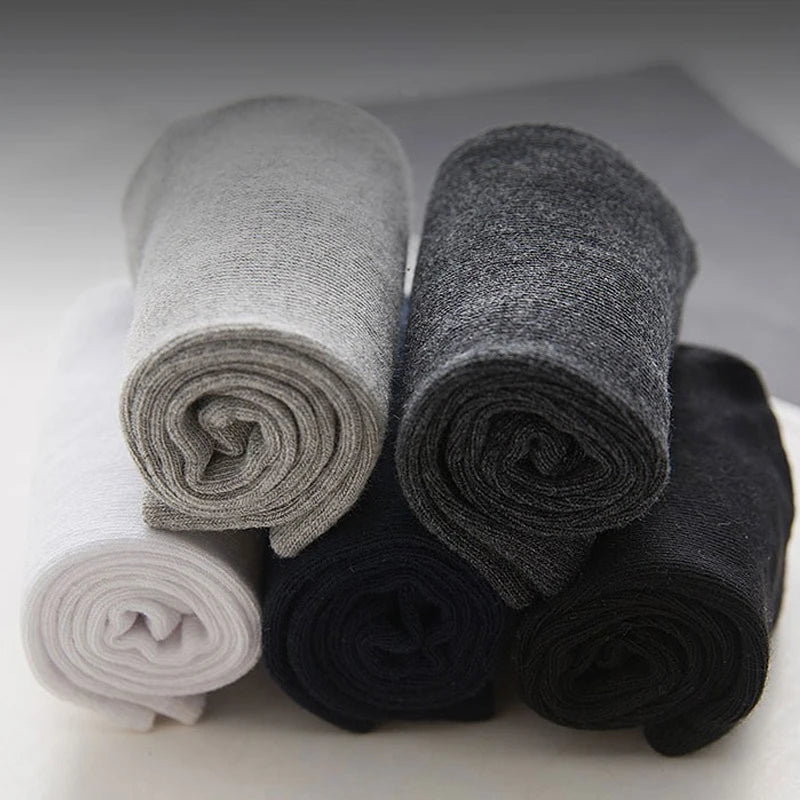 Noxwear - HSS 5/10 Pairs Men's Cotton Blend Socks Black Business Men Socks Soft Breathable Summer Winter for Male Socks Plus Size (6.5-14)