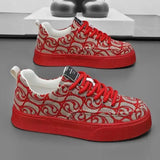 Noxwear - Men's Graffiti Prints Canvas Sneakers 2024 Spring Autumn Breathable Fashion Vulcanize Shoes Outdoor Lace Up Men Casual Shoes