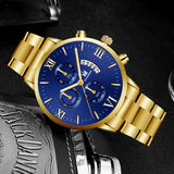 Noxwear -  Mens Fashion Business Quartz Watch Fashion Fake Three Eye Six Pin Calendar Men Watch Stainless Steel Belt Men Watches