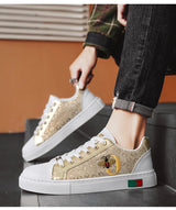 Noxwea - New Shoes for Men Leather Casual Shoes Trend Flat Skateboard Shoes Youth Street Cool Lace-up Sneaker