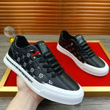 Noxwear - European New Shoes for Men Genuine Leather Casual Shoes Trend Print Flats Skateboard Shoes Youth Street Sneakers