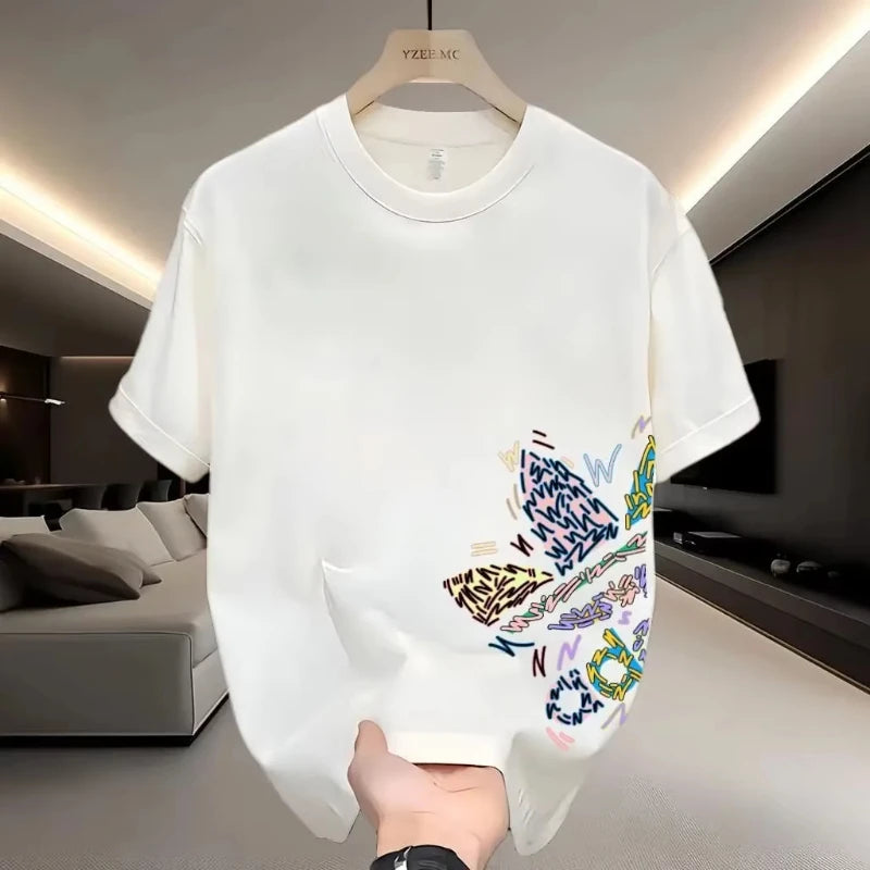 Noxwear - Summer New Casual Men's and Women's Printed Short-sleeved Cotton T-shirt Loose and Versatile Fashion Half-sleeved Casual Wear