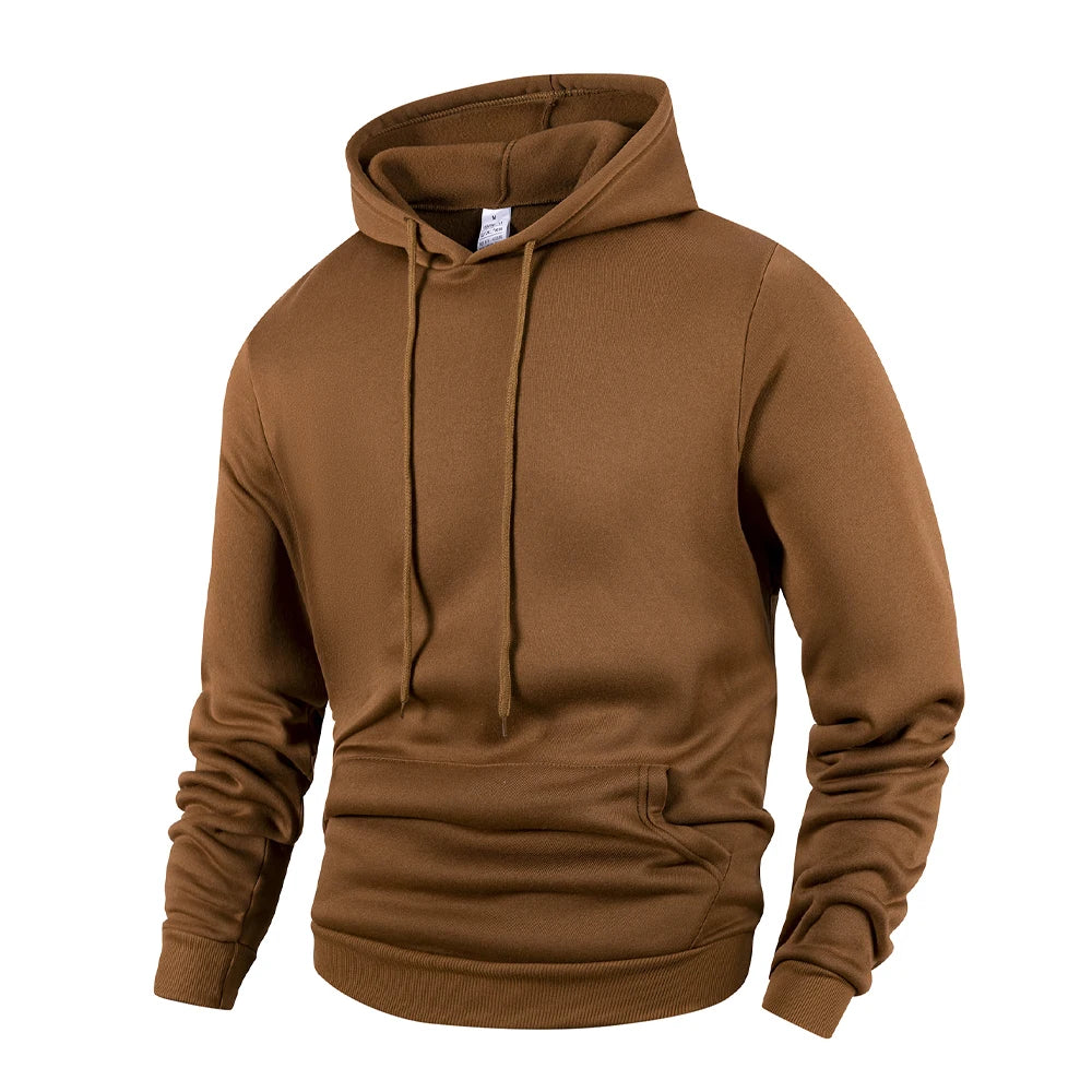 Noxwear - Men's Casual Thicken Hoodies Autumn Winter Long Sleeve Pullover Fashion Loose Solid Color Sweatshirt Spring Warm Outdoor Hoody