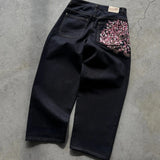 Noxwear - Y2K Baggy jeans Cherry Blossom Selvedge Embroidery Denim Pants men women denim fabric American Hiphop Streetwear Wide Leg Jeans