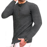 Noxwear - Men's coat fashion small check Waffle youth round neck jacquard check hoodie
