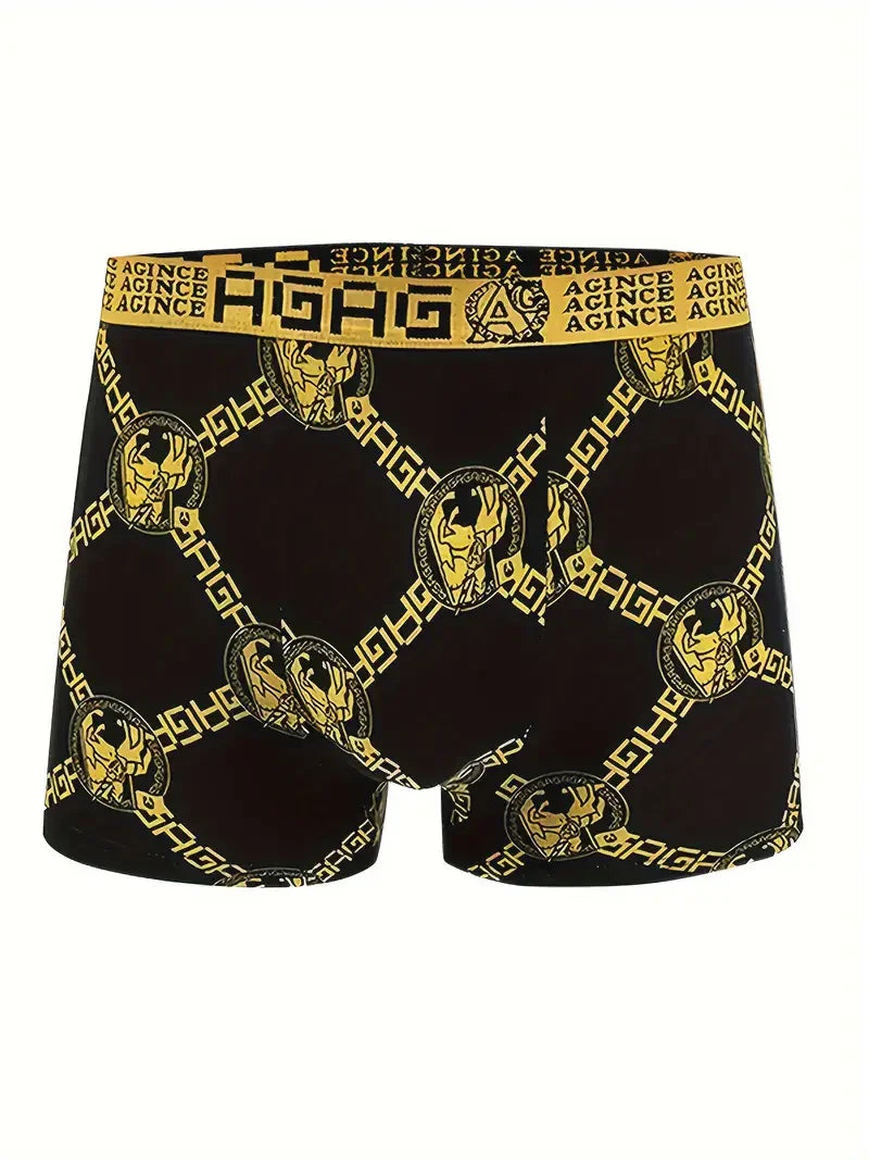 Noxwear - 4pcs/set Men's Underwear Sexy Boxer Antibacterial Breathable Retro Print Men Boxer Shorts Boys Thin Flat Corner Panties