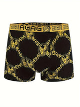 Noxwear - 4pcs/set Men's Underwear Sexy Boxer Antibacterial Breathable Retro Print Men Boxer Shorts Boys Thin Flat Corner Panties