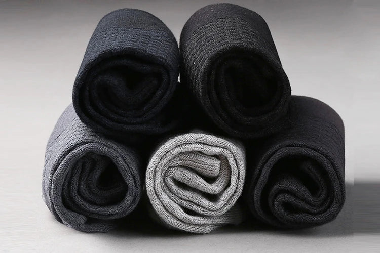 Noxwear - 5 Pairs Bamboo Fiber Men's Socks Classic Business Crew Socks Spring Autumn Casual Comfortable Breathable Compression Bamboo Sox