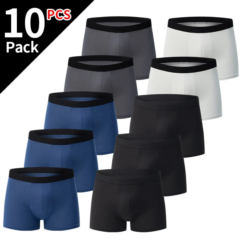 Noxwear - 4/10piece Men's European And American Size Printed Fashionable Underwear Comfortable Plus Size Boxer Shorts Casual Sports Shorts