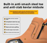 Noxwear - Steel toe cap boots waterproof non-slip work shoes for men women anti smash anti puncture leather construction site safety shoes