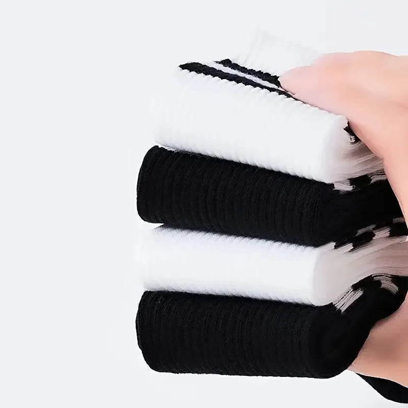 Noxwear - 5/10/20 Pairs Neutral Solid Color Round Neck Socks Spring Autumn Sweat Absorbing Breathable Comfortable All-season Sports Socks