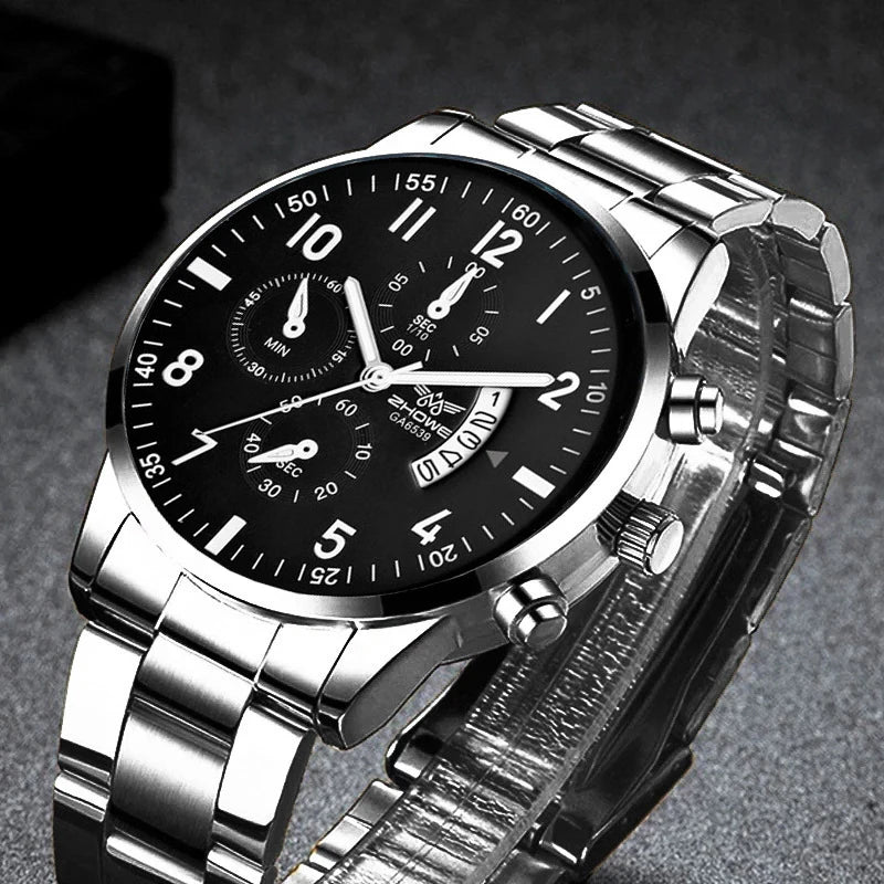 Noxwear - 1PC Men's Luxury Watch Fashion Business Calendar Men's Steel Belt Watch