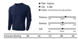 Noxwear - Autumn Men's Crew Neck Pullover Solid Color Casual Jacquard Check Sweatshirt Long Sleeve Warm Slim Sweaters Knitted Streetwear