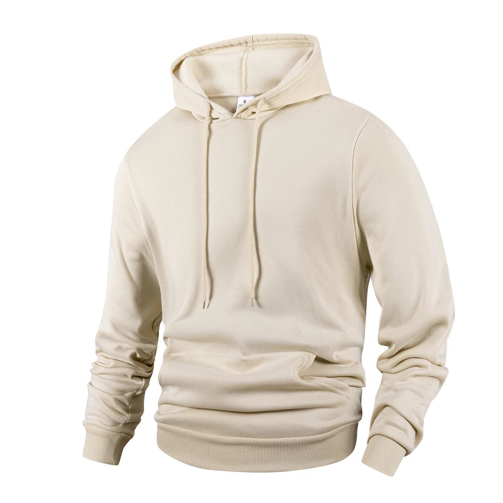 Noxwear - Men's Casual Thicken Hoodies Autumn Winter Long Sleeve Pullover Fashion Loose Solid Color Sweatshirt Spring Warm Outdoor Hoody