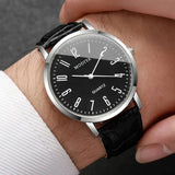Noxwear - 3PCS/Set Fashio Arabic Dial Men Business Watches Casual Leather Strap Quartz Wristwatches Reloj Hombre（Without Box）