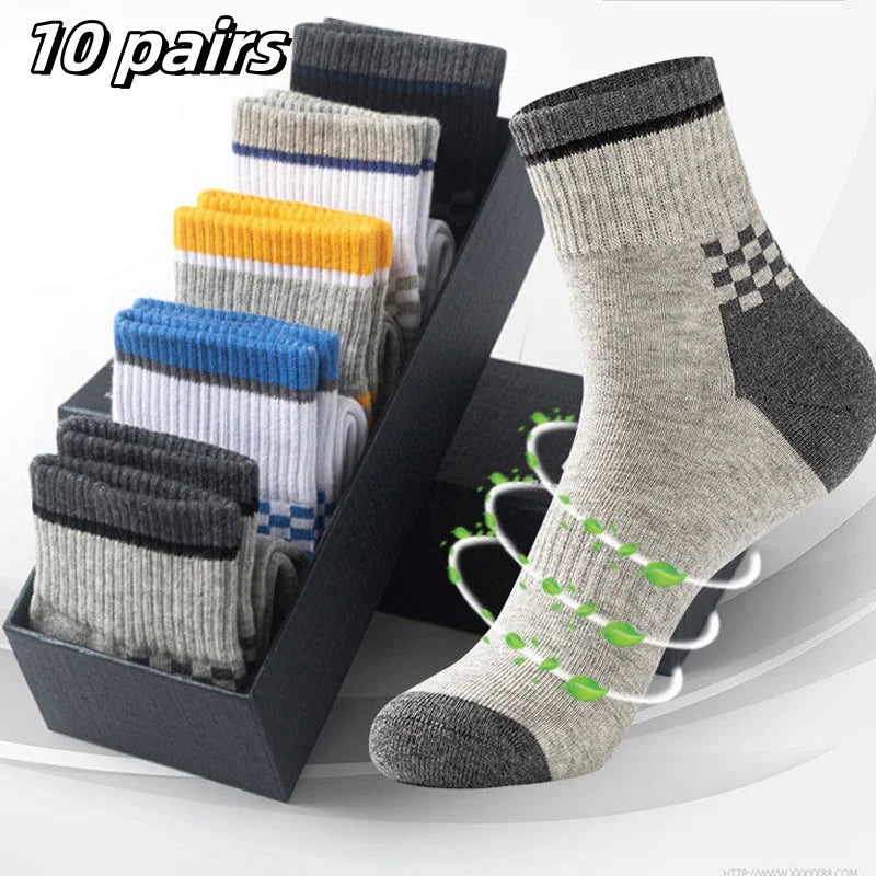 Noxwear - 10/5/3pairs Breathable Con Sports Stockings Men Bamboo Fiber Autumn and Winter Men Socks Sweat Absorption Deodorant.