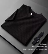 Noxwear - Men's Ice Silk Hollow V-neck T-shirt Top Summer Cool Thin Style Chicken Heart Short Sleeves Knitted Top