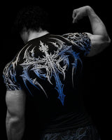 Noxwear - GYM T-shirt Men's Dark Gothic Print Muscle Tee  High Elasticity And Quick Drying Exercise For Bodybuilding Training 2025 Summer