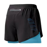 Noxwear - Men's Running Shorts Quick-drying Fitness Black Double Layer Shorts Men New Sport Workout Training Bodybuilding Short Pants
