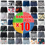 Noxwear - 4/10piece Men's European And American Size Printed Fashionable Underwear Comfortable Plus Size Boxer Shorts Casual Sports Shorts