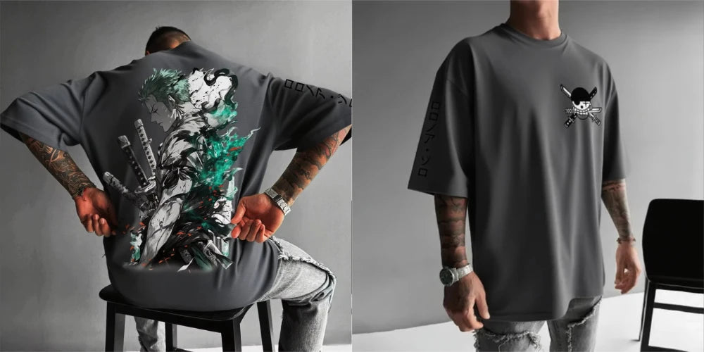 Noxwear - Zoro Anime Men's Women's Short Sleeve T-shirts New Summer Cotton Streetwear Casual Tops Graphic Tee Oversized Y2k Clothes