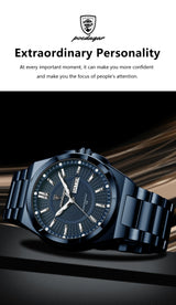 Noxwear - POEDAGAR Sport Original Men Clock Quartz Date Week Luxury Man Wristwatch Waterproof Luminous Stainless Steel Men's Watches Reloj