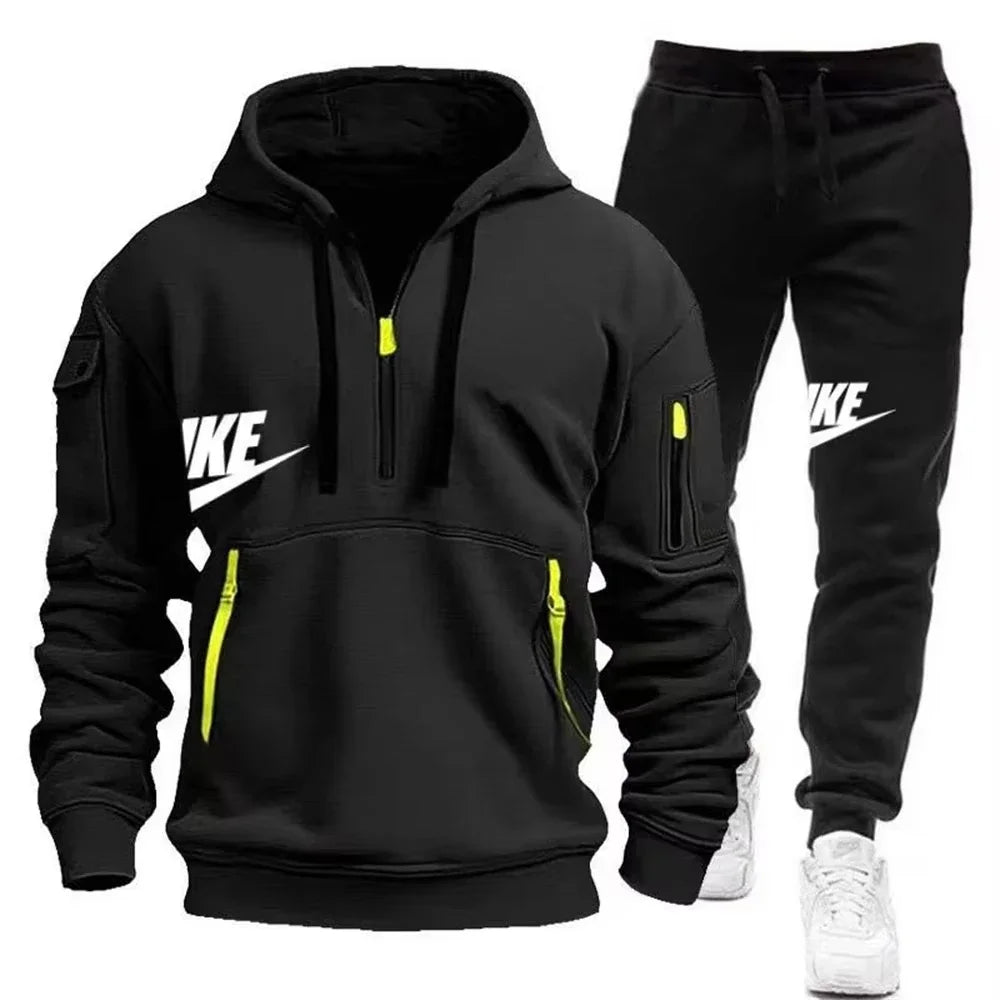 Noxwear-New men's autumn and winter suit zipper hoodie + trousers suit casual men's sportswear warm suit