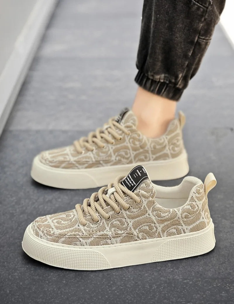 Noxwear - Men's Graffiti Prints Canvas Sneakers 2024 Spring Autumn Breathable Fashion Vulcanize Shoes Outdoor Lace Up Men Casual Shoes