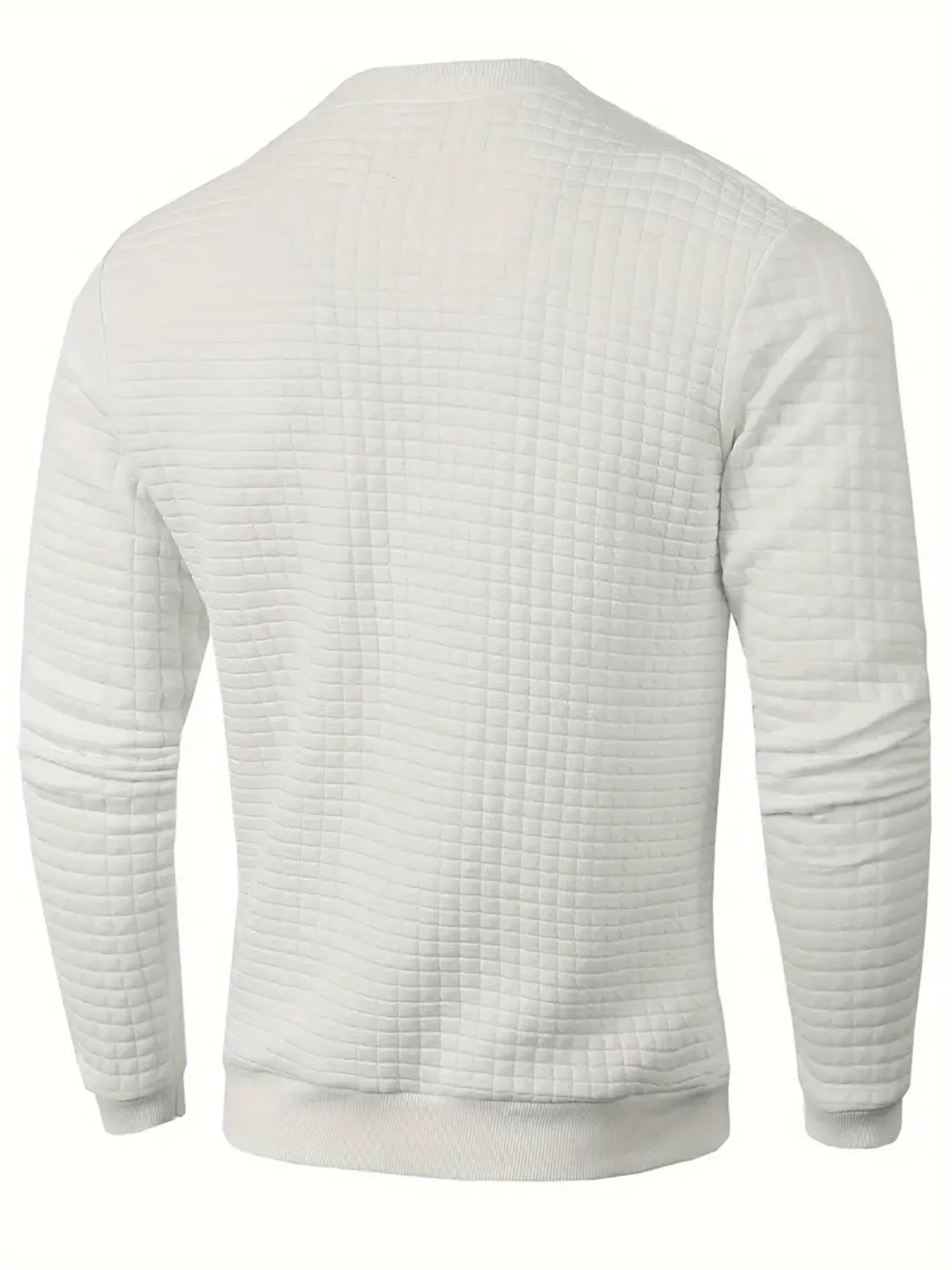 Noxwear - Autumn Men's Crew Neck Pullover Solid Color Casual Jacquard Check Sweatshirt Long Sleeve Warm Slim Sweaters Knitted Streetwear