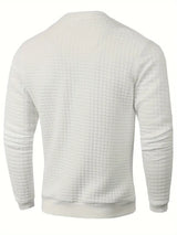 Noxwear - Autumn Men's Crew Neck Pullover Solid Color Casual Jacquard Check Sweatshirt Long Sleeve Warm Slim Sweaters Knitted Streetwear