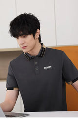 Noxwear - New Embroidered High-quality Men's Summer Short Sleeved Polo Shirt, Trendy Men's Top for Business and Leisure