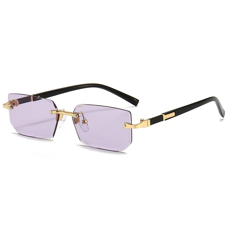 Noxwear - Rimless Sunglasses Rectangle Fashion Popular Women Men Shades Small Square Sun Glasses For Female Male Summer Traveling Oculos