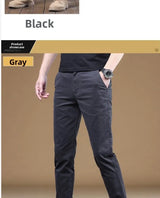 Noxwear - 2025 Summer Thin Cotton Men's Casual Pants Trendy Versatile Elastic Light Business Trousers Work Formal Slim Straight Pants