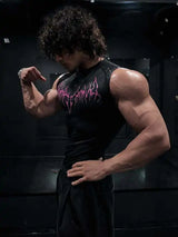Noxwear - GYM T-shirt Men's Dark Gothic Print Muscle Tee  High Elasticity And Quick Drying Exercise For Bodybuilding Training 2025 Summer