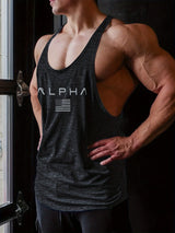 Noxwear - Cross-border European Size Alpha Men's Printed Round-neck Fitness Vest, Undershirt, Muscle Quick-drying Basketball Vest