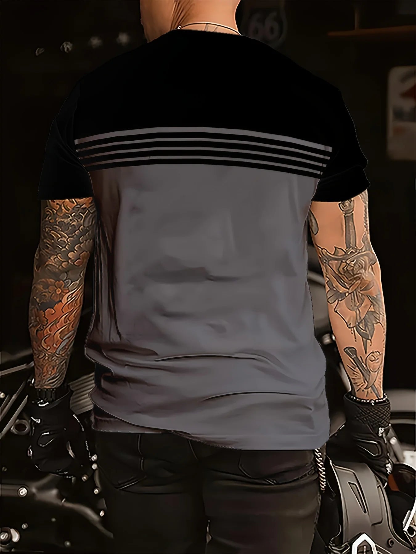 Noxwear - Fashionable men's summer new striped print comfortable breathable round neck T-shirt outdoor casual top
