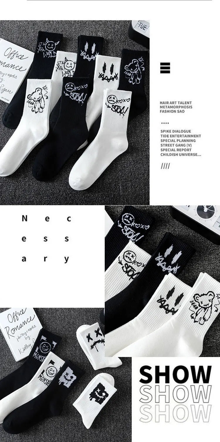 Noxwear - 10 pairs of men's sports socks, casual, breathable, and versatile. Ghost face graffiti personalized socks
