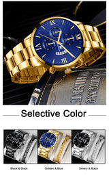 Noxwear -  Mens Fashion Business Quartz Watch Fashion Fake Three Eye Six Pin Calendar Men Watch Stainless Steel Belt Men Watches