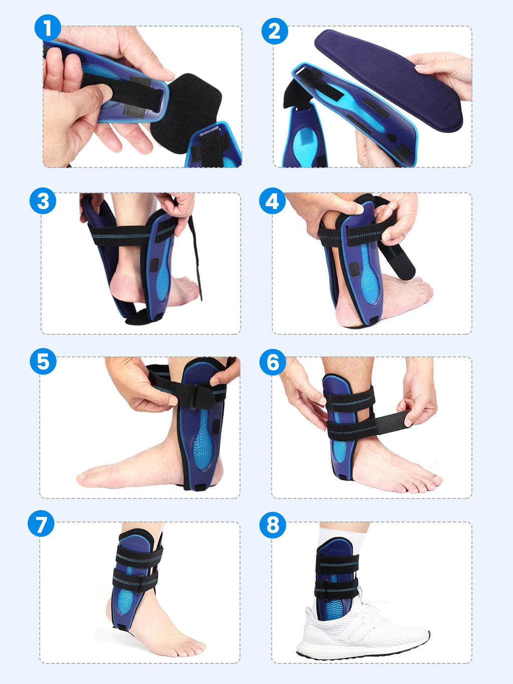 Noxwear - VELPEAU Ankle Splint Brace for Foot Support, Fracture and Sprain, Adjustable Stirrup Ankle Immobilizer, Two Models Can be Choose