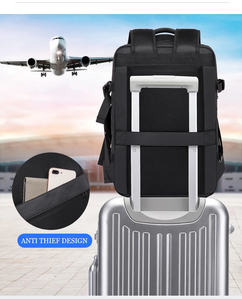 Noxwear - Bange Travel Backpack, Backpack School Expandable USB Bag Large Capacity 17.3 Laptop Waterproof