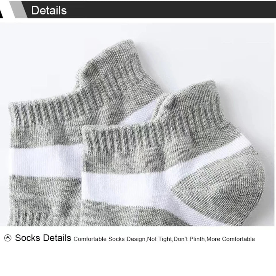 Noxwear - 5 Pairs High Quality Socks Men Summer Outdoor Casual Cotton Socks Short Breathable Black Ankle Socks Run Sports Socks Size 38-45
