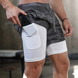 Noxwear - Camo Running Shorts Men Gym Sports Shorts 2 In 1 Quick Dry Workout Training Gym Fitness Jogging Short Pants Summer Men Shorts
