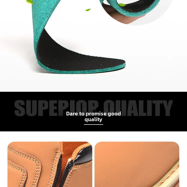 Noxwear - Steel toe cap boots waterproof non-slip work shoes for men women anti smash anti puncture leather construction site safety shoes