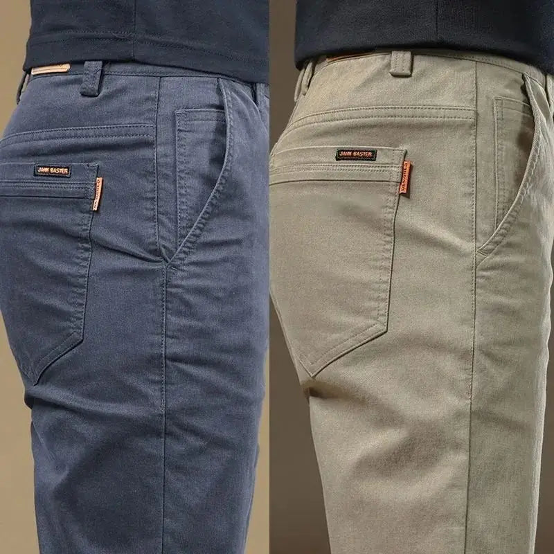 Noxwear - 2025 Summer Thin Cotton Men's Casual Pants Trendy Versatile Elastic Light Business Trousers Work Formal Slim Straight Pants