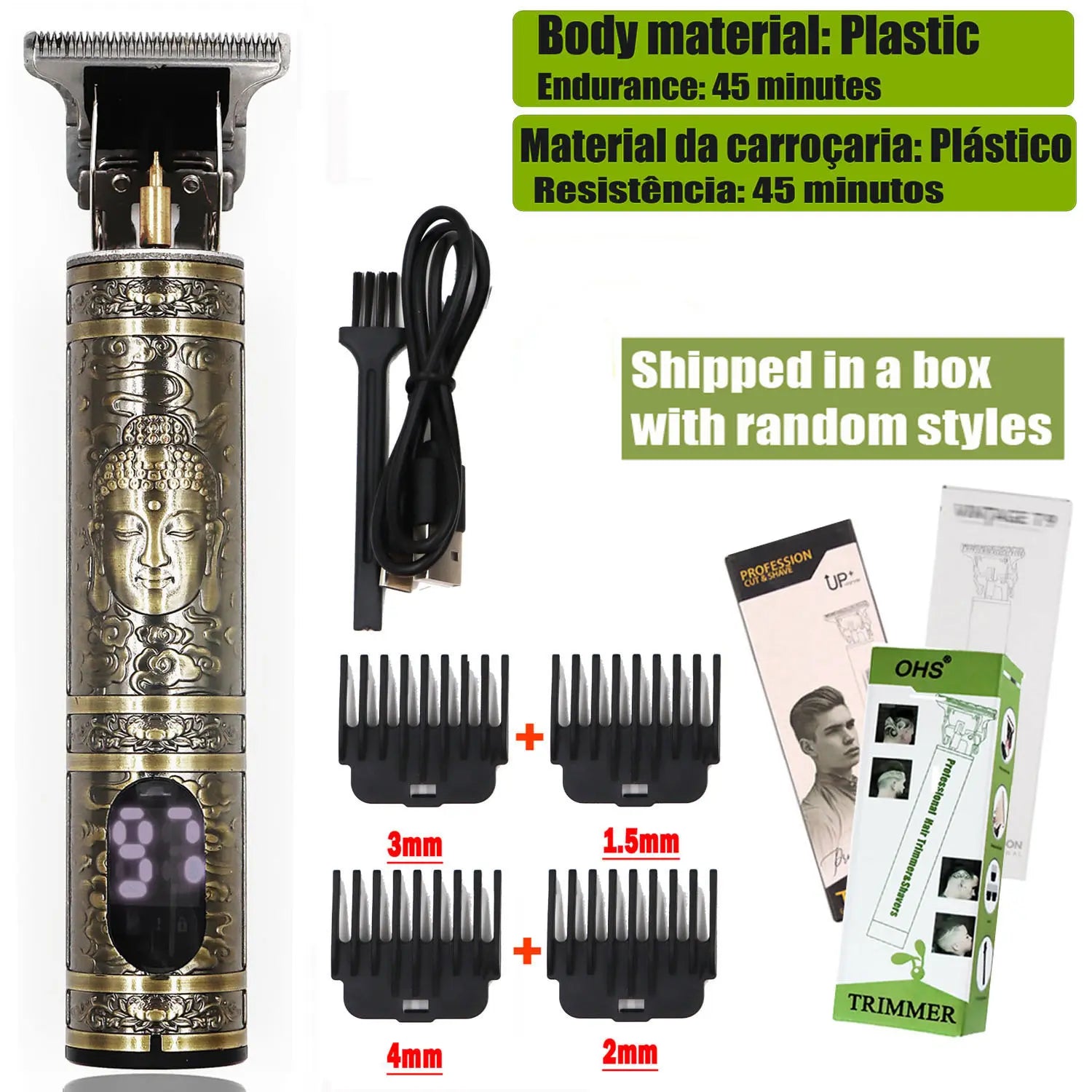 Noxwear - Vintage T9 Hair Clipper Beard Shaving Body Hair Trimmer Clippers Electric Men Haircut Machine 0mm Barber Shaver