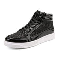 Noxwear - Men's Boots Nightclubs Fashiona Sequins With Diamonds Gold Leather Boots Trendy High Top Sports Casual Shoes Large Size 38-48