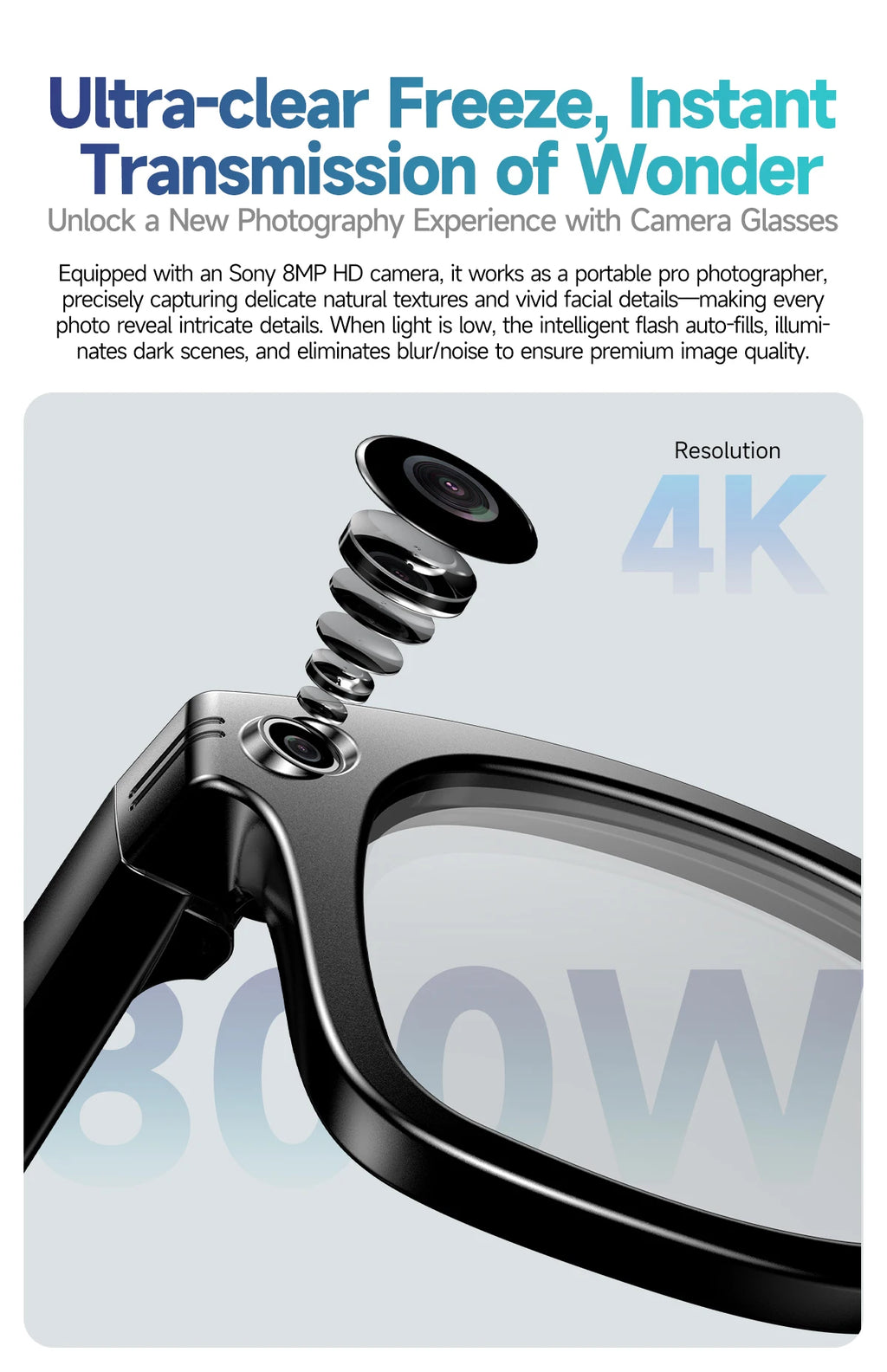 Noxwear - New 800W Camera AI Glasses Men Color-Changing Smart Translation Glasses Photo Video Recording Waterproof Call Smart Sunglasses