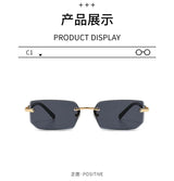Noxwear - Rimless Sunglasses Rectangle Fashion Popular Women Men Shades Small Square Sun Glasses For Female Male Summer Traveling Oculos