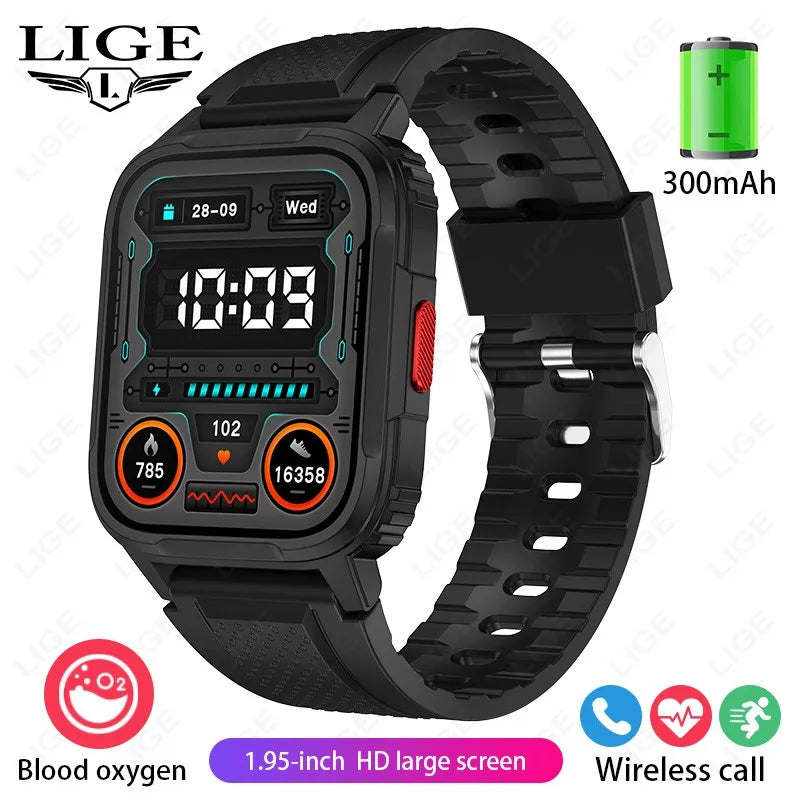 Noxwear - LIGE GPS Smart Watch Men LED Flashlight Compass Waterproof Bluetooth Call Health Watches Voice Assistant Military Smartwatch Men